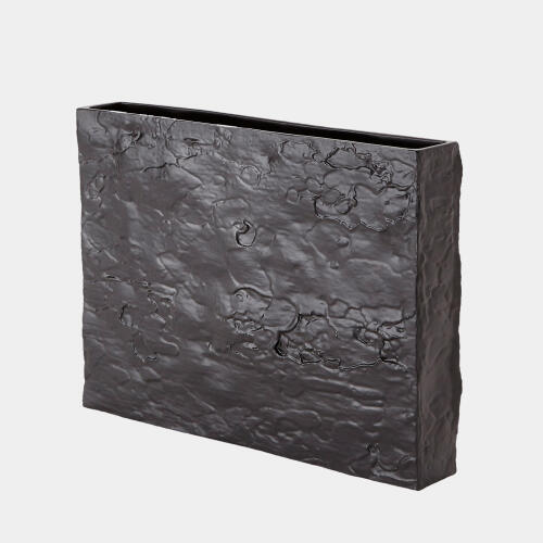 Poplar Tree Bark Texture Vase-Matte Black