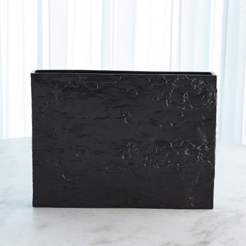 Tree Bark Texture Vase Matte Black