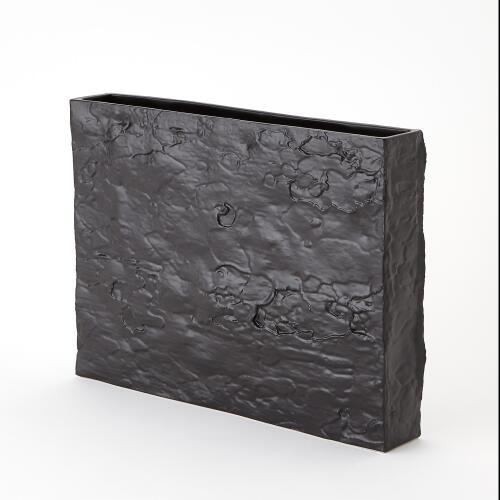 Tree Bark Texture Vase Matte Black